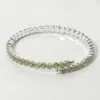 Fashnzfab Cz Round Cluster Evening Bracelet Peridot, Silver In Multi