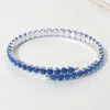 Fashnzfab Cz Round Cluster Evening Bracelet Sapphire, Silver In Multi