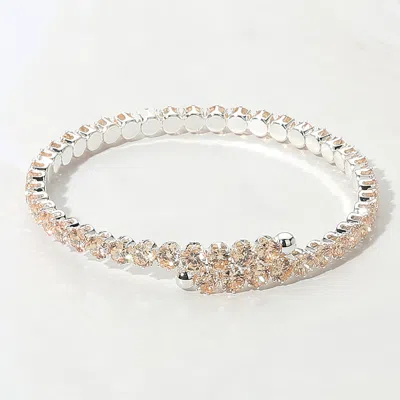 Fashnzfab Cz Round Cluster Evening Bracelet Silver, Topaz