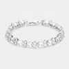 Fashnzfab Cz Round Oval Cluster Evening Bracelet Clear, Silver In Multi