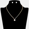 Fashnzfab Cz Round Stone Pointed Pendant Rhinestone Paved Necklace In Gold