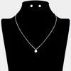 Fashnzfab Cz Round Stone Pointed Pendant Rhinestone Paved Necklace In Gold