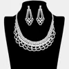 Fashnzfab Cz Square Stone Detailed Fringe Necklace In Metallic