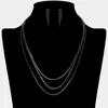 Fashnzfab Cz Square Stone Detailed Triple Layered Necklace In Black