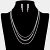 Fashnzfab Cz Square Stone Detailed Triple Layered Necklace In Metallic