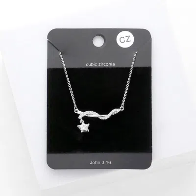 Fashnzfab Cz Star Accented Pendant Necklace In Metallic