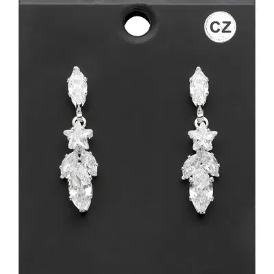 Fashnzfab Cz Star Stone Pointed Marquise Stone Dangle Earrings In Multi
