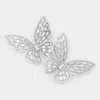 Fashnzfab Cz Stone Butterfly Evening Earrings In Silver