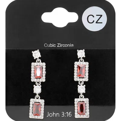 Fashnzfab Cz Stone Cluster Dangle Evening Earrings In Silver