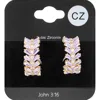 Fashnzfab Cz Stone Cluster Embellished Evening Hoop Earrings - Clear, Gold, Violet In Pink
