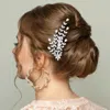 Fashnzfab Cz Stone Cluster Flower Leaf Bunch Hair Comb In Metallic