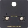 Fashnzfab Cz Stone Embellished Brass Metal Maple Leaf Stud Earrings In Gold