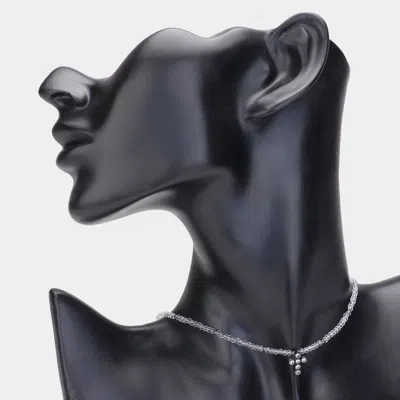 Fashnzfab Cz Stone Embellished Cross Pendant Faceted Beaded Choker Necklace In Black