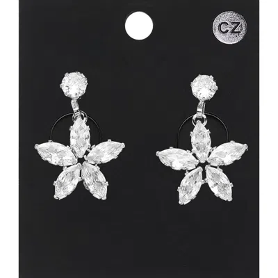 Fashnzfab Cz Stone Flower Dangle Evening Earrings In Multi