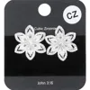 Fashnzfab Cz Stone Flower Stud Earrings In Metallic