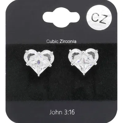 Fashnzfab Cz Stone Heart Stud Earrings In Multi