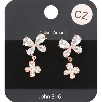 Fashnzfab Cz Stone Pave Butterfly Dangle Evening Earrings In Multi