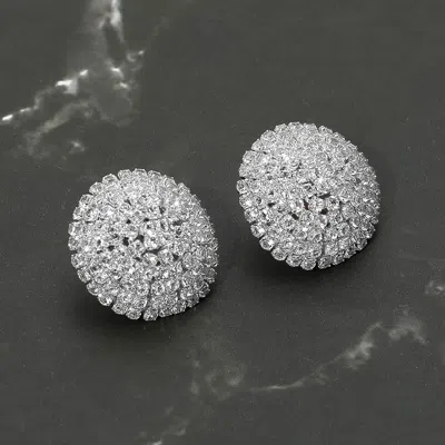 Fashnzfab Cz Stone Pave Dome Evening Stud Earrings In Multi