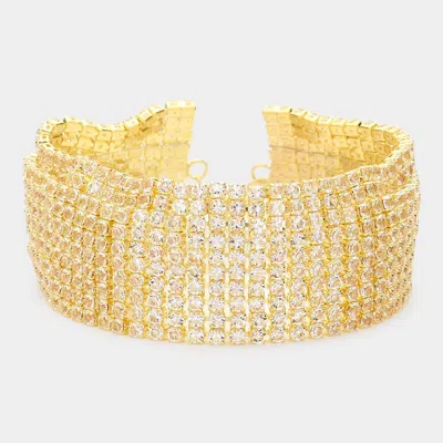 Fashnzfab Cz Stone Pave Evening Bracelet In Gold