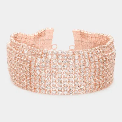 Fashnzfab Cz Stone Pave Evening Bracelet In Pink