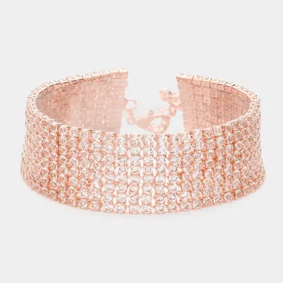 Fashnzfab Cz Stone Pave Evening Bracelet Rose Gold In Multi