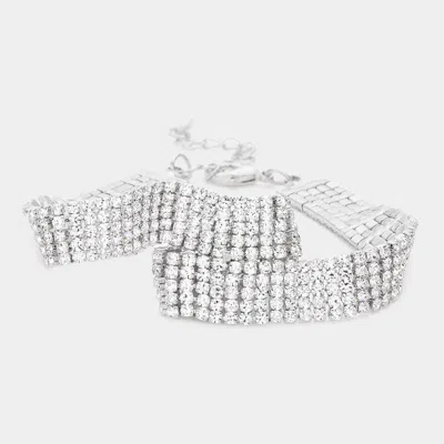 Fashnzfab Cz Stone Pave Evening Bracelet Silver