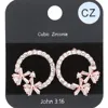 Fashnzfab Cz Stone Pave Open Circle Flower Embellished Stud Earrings In Gold