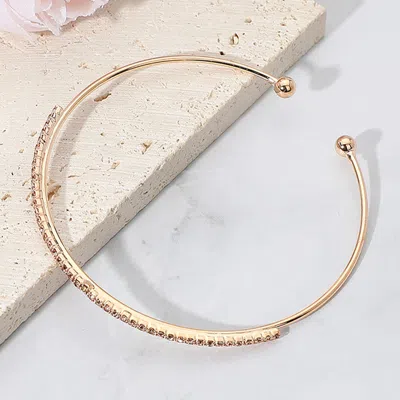 Fashnzfab Cz Stone Paved Bar Evening Cuff Bracelet Gold, Lt Col Topaz In Multi