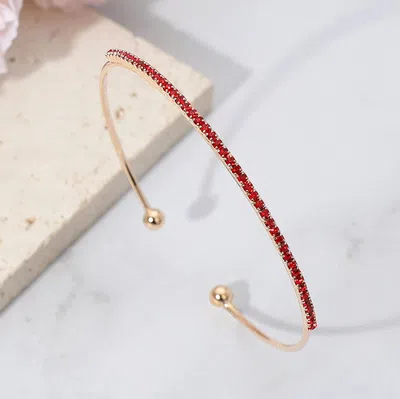 Fashnzfab Cz Stone Paved Bar Evening Cuff Bracelet Gold, Siam In Multi
