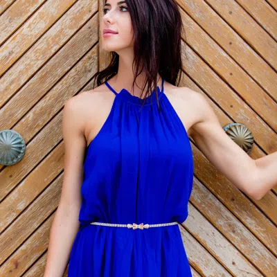 FASHNZFAB CZ STONE PAVED BOW POINTED SASH RIBBON BRIDAL WEDDING BELT / HEADBAND