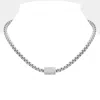 Fashnzfab Cz Stone Paved Cylinder Pointed Magnetic Necklace In Silver