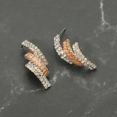 Fashnzfab Cz Stone Paved Evening Earrings In Silver