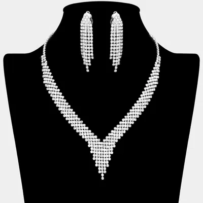 Fashnzfab Cz Stone Paved Fringe Necklace In Black
