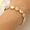 Fashnzfab Cz Stone Paved Heart Link Bracelet In Gold