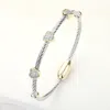 Fashnzfab Cz Stone Paved Heart Pointed Bangle Magnetic Bracelet Two Tone In Multi