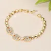 Fashnzfab Cz Stone Paved Interlocking Link Bracelet - Gold In Gold