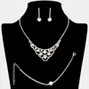 Fashnzfab Cz Stone Paved Necklace Jewelry Set In Multi