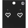 Fashnzfab Cz Stone Paved Open Heart Stud Earrings In Silver