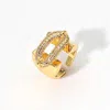 Fashnzfab Cz Stone Paved Ring Pointed Adjustable Ring - Clear, Gold In Gold