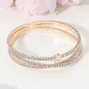 Fashnzfab Cz Stone Paved Split Evening Cuff Bracelet Clear, Gold In Multi