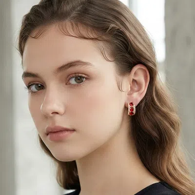 Fashnzfab Cz Stone Paved Stud Earrings In Gold