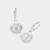 Fashnzfab Cz Stone Paved Virgin Mary Charm Dangle Huggie Earrings In Multi