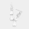 Fashnzfab Cz Teardrop Link Dangle Evening Earrings - Rhodium In White