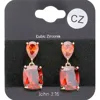 Fashnzfab Cz Teardrop Rectangle Stone Cluster Dangle Evening Earrings - Gold, Siam In Orange