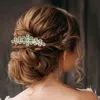 Fashnzfab Cz Teardrop Stone Accented Flower Hair Comb In Silver