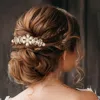 Fashnzfab Cz Teardrop Stone Accented Flower Hair Comb In White