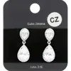 Fashnzfab Cz Teardrop Stone Dangle Evening Earrings In Multi