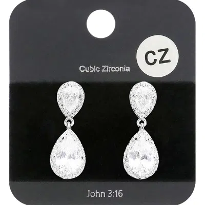 Fashnzfab Cz Teardrop Stone Dangle Evening Earrings In Multi