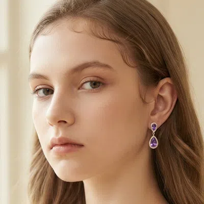 Fashnzfab Cz Teardrop Stone Dangle Evening Earrings In Multi