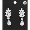 Fashnzfab Cz Teardrop Stone Pointed Dangle Evening Earrings - Silver In Metallic